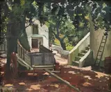 Piet van Heerden, View of a Cart in a Courtyard, oil on canvas