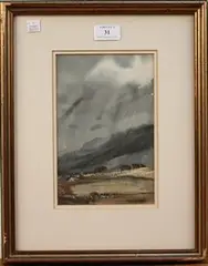 Gwilym John Blockley, Winter Sky, North Wales, watercolour and ink