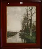 Charles P. Gruppé, View along a Dutch Canal towards a Windmill
