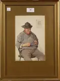 Frederick James McNamara Evans, Portrait of a Fisherman examining a Hook, watercolour