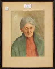 Frederick James McNamara Evans, Head and Shoulders Portrait of an Elderly Woman, watercolour