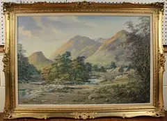 William Howells, Borrowdale (Grange), Lake District, oil on canvas