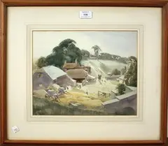 Charles W. Taylor, Shorts Farm, Findon, watercolour over pencil traces