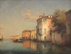 Colette Bouvard, Gondolier Crossing the Canal' (Venetian Scene), oil on canvas