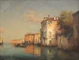 Colette Bouvard, Gondolier Crossing the Canal' (Venetian Scene), oil on canvas