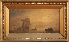 William Adolphus Knell, View of Shipping in Coastal Waters, oil on canvas