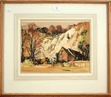 Jack Merriott, Croydon' (View of a Quarry), watercolour and ink