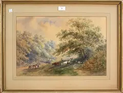 Henry Earp Senior, Cattle on the Edge of a Woodland, watercolour