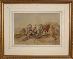John Sell Cotman, Hauling Timber, 1832, watercolour with pencil