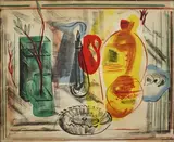 Frances Hodgkins, Still Life Study of Bottles and Other Glassware