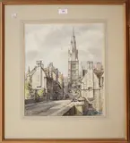 Wilfrid Rene Wood, St Marys Salford, Manchester, watercolour and ink