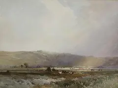 Charles Harrington, Valley Meadows, Litlington, Sussex, watercolour