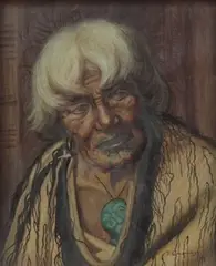 Vera Cummings, Head and Shoulders Portrait of a Maori, probably Harata Rewiri Tarapata, oil on canvas
