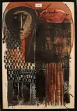 Zerihun Yetmgeta, Figure Study, 1970, watercolour and gouache over a printed base