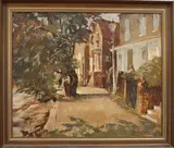 Dorothy Parsons, Strand on the Green, oil on canvas-board