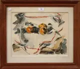 Douglas MacDiarmid, Still Life Study of Fruit on a Patterned Tablecloth