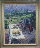 Tessa Spencer Pryse, The Red Jug and Dentelles de Montmirail, oil on canvas