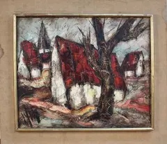 Henry d'Anty, View of a Village, oil on canvas