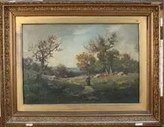 Camille Magnus, Landscape with Figures on a Path, oil on canvas