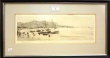 South Bay, Scarborough by William Lionel Wyllie, monochrome etching, sold Mar 2012