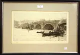 Old Waterloo Bridge from the South Bank by William Lionel Wyllie, monochrome etching, sold Mar 2012