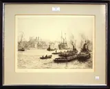 Tower of London by William Lionel Wyllie, monochrome etching, sold Mar 2012