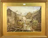 David Harrison, View of the Watermill at Ambleside in the Lake District, Wansfell Mountain in the distance, watercolour