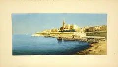 V. D'Esposito, Malta' (View of the Valetta Waterfront), watercolour