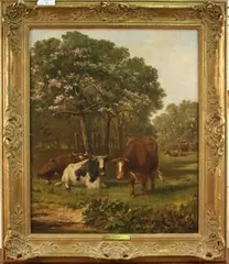 Samuel Joseph Clark, Spring Blossoms' (Cattle amongst Trees), oil on canvas