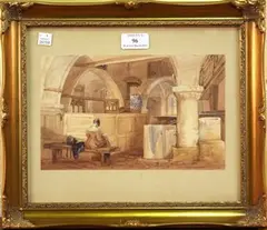 William Leighton Leitch, Young Woman in a Church Interior, 1833, watercolour with gouache