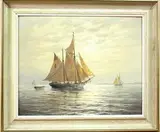 Roger Desoutter, Ketches, Homeward Bound, oil on canvas laid on board