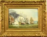 G.W. Aslett, Galleons in a Naval Engagement, oil on canvas
