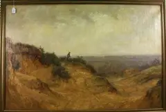 James Herbert Snell, Shepherd on a Ridgeway, oil on canvas