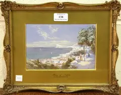 Bay of Naples' and 'Gulf of Salerno by Charles E. Rowbotham, a pair of late 19th/early 20th Century watercolours with gouache, sold Mar 2012