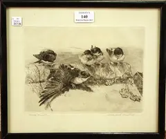 Winifred Austen, House Martins, etching