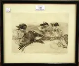 Winifred Austen, House Martins, etching