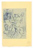 Felix Topolski, View at the Benson Ball with Miss Sharman Douglas and Other Figures, pen and blue ink