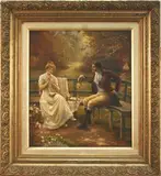 Charles E. Elvy, Two Lovers in a Parkland, 1893, oil on canvas