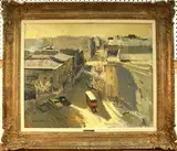 Josep Martinez Lozano, View of a Street in a Spanish Town from an Elevated Position, oil on canvas