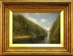 On the Canal at Wheaton Aston by Clifford Montague, 1896, oil on canvas, sold Nov 2011