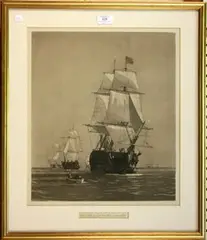 Colonel Wyllie, Study of a Fleet of Ships, monochrome aquatint