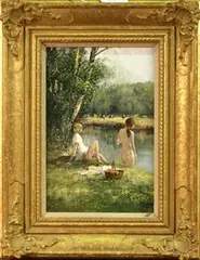 The Picnic by Clive Madgwick, oil on canvas, sold Nov 2011