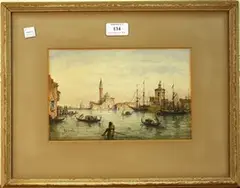 Gabriel Corelli, View of a Venetian Canal looking towards Santa Maria, watercolour
