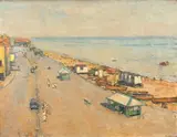 Henry Bishop, View of a Promenade and Beach, probably Deal, Kent, oil on canvas