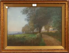 Henry Dixon, Landscape with Tree-lined Lane at Twilight, 1925, watercolour