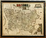 Johannes Janssonius, Hantoniae Comitatus Cum Bercheria' (Map of Hampshire and Berkshire), engraving with near period colour