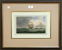 Richard Julius Biddle, Study of a Sailing Vessel in Choppy Waters, watercolour