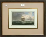 Richard Julius Biddle, Study of a Sailing Vessel in Choppy Waters, watercolour