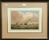 Richard Julius Biddle, Two Racing Yachts in Coastal Waters, watercolour