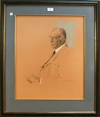Bernie Fuchs, Ben Hogan' (Portrait of the Golfer), pencil and pastel